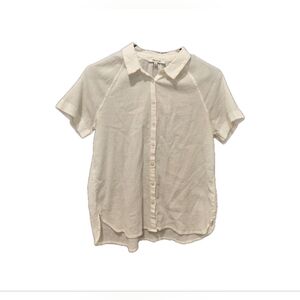 Madewell Women's Large White  Cotton Button Up  Short Sleeve Shirt Minimalist